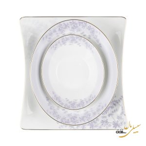 سرویس غذاخوری چینی زرین ایران الیسه وینچی فرن بنفش