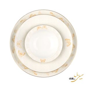 سرویس غذاخوری چینی زرین ایران نئوکلاسیک هوراند طلایی